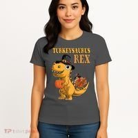 Kids Turkeysaurus Rex Turkey Dino Thanksgiving Women's T-Shirt thumb 4