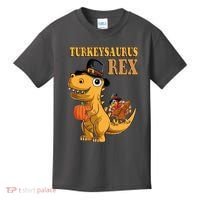 Kids Turkeysaurus Rex Turkey Dino Thanksgiving Kids T-Shirt thumb 0
