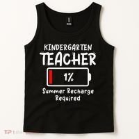 Kindergarten Teacher-Summer Recharge Required Funny Last Tank Top thumb 2