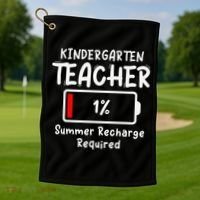 Kindergarten Teacher-Summer Recharge Required Funny Last Golf Towel thumb 1