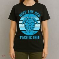 Keep The Sea Plastic Free Turtle Earth Day T-Shirt thumb 4