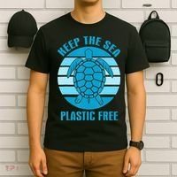 Keep The Sea Plastic Free Turtle Earth Day T-Shirt thumb 6
