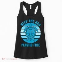 Keep The Sea Plastic Free Turtle Earth Day Women's Tank Top thumb 0