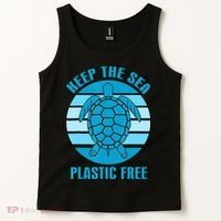 Keep The Sea Plastic Free Turtle Earth Day Tank Top thumb 2