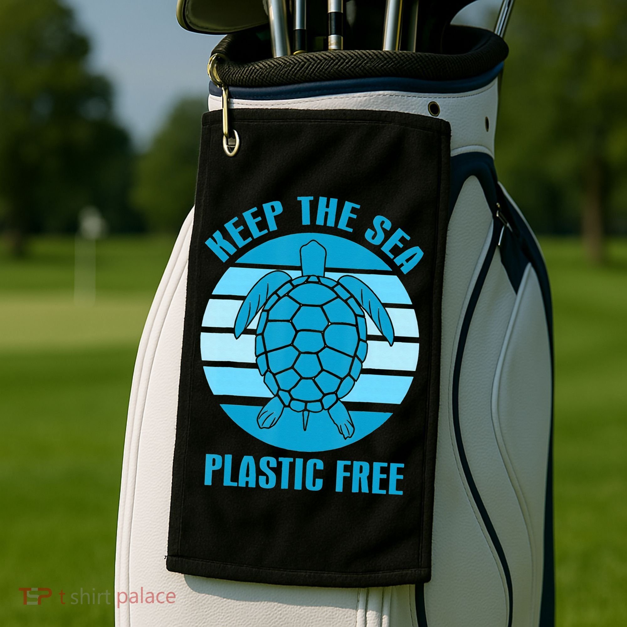 Keep The Sea Plastic Free Turtle Earth Day Golf Towel