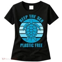 Keep The Sea Plastic Free Turtle Earth Day Women's T-Shirt thumb 0