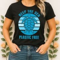 Keep The Sea Plastic Free Turtle Earth Day Women's T-Shirt thumb 2