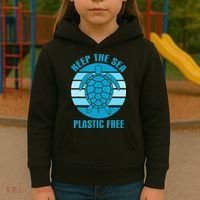 Keep The Sea Plastic Free Turtle Earth Day Kids Hoodie thumb 3