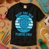 Keep The Sea Plastic Free Turtle Earth Day Kids T-Shirt thumb 3