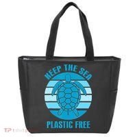 Keep The Sea Plastic Free Turtle Earth Day Tote Bag thumb 0