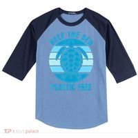 Keep The Sea Plastic Free Turtle Earth Day Raglan Baseball Sleeve Shirt thumb 0