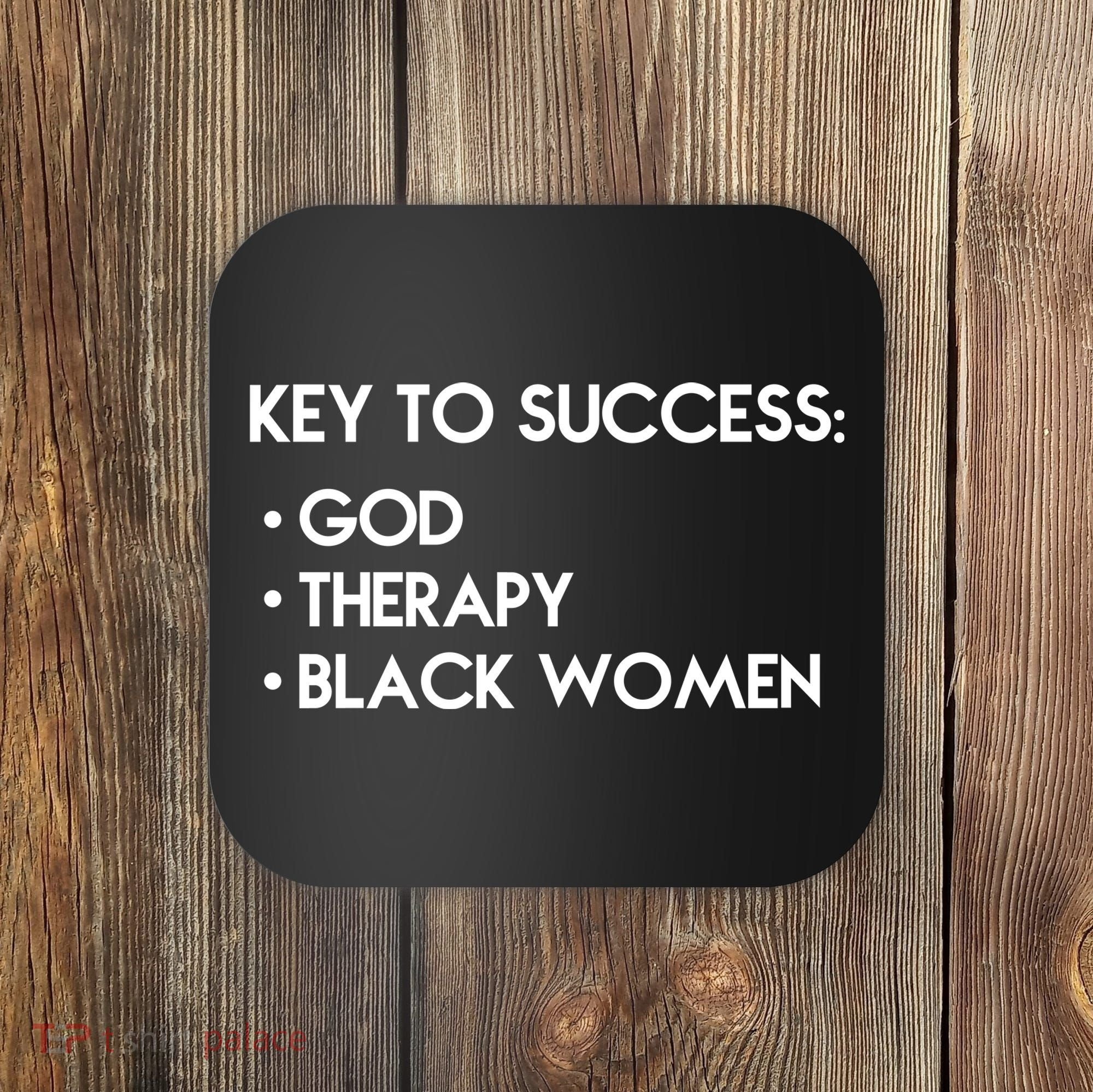 Key To Success God Therapy Black Women Coaster