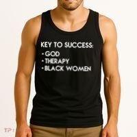 Key To Success God Therapy Black Women Tank Top thumb 3