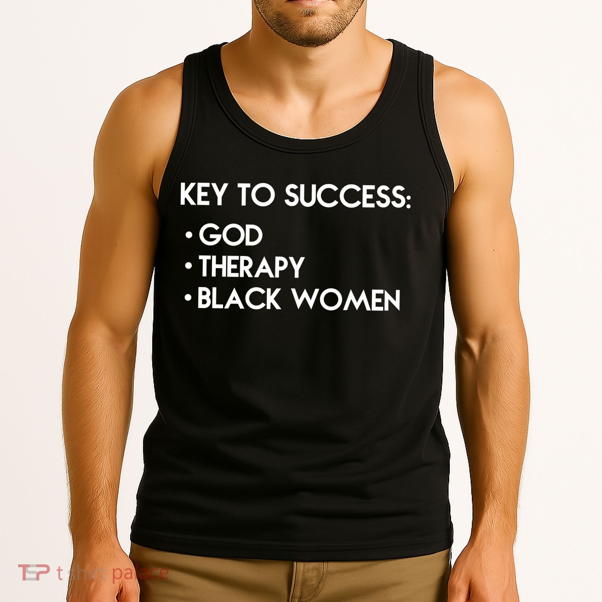 Key To Success God Therapy Black Women Tank Top