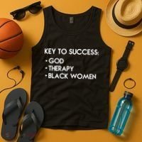 Key To Success God Therapy Black Women Tank Top thumb 4
