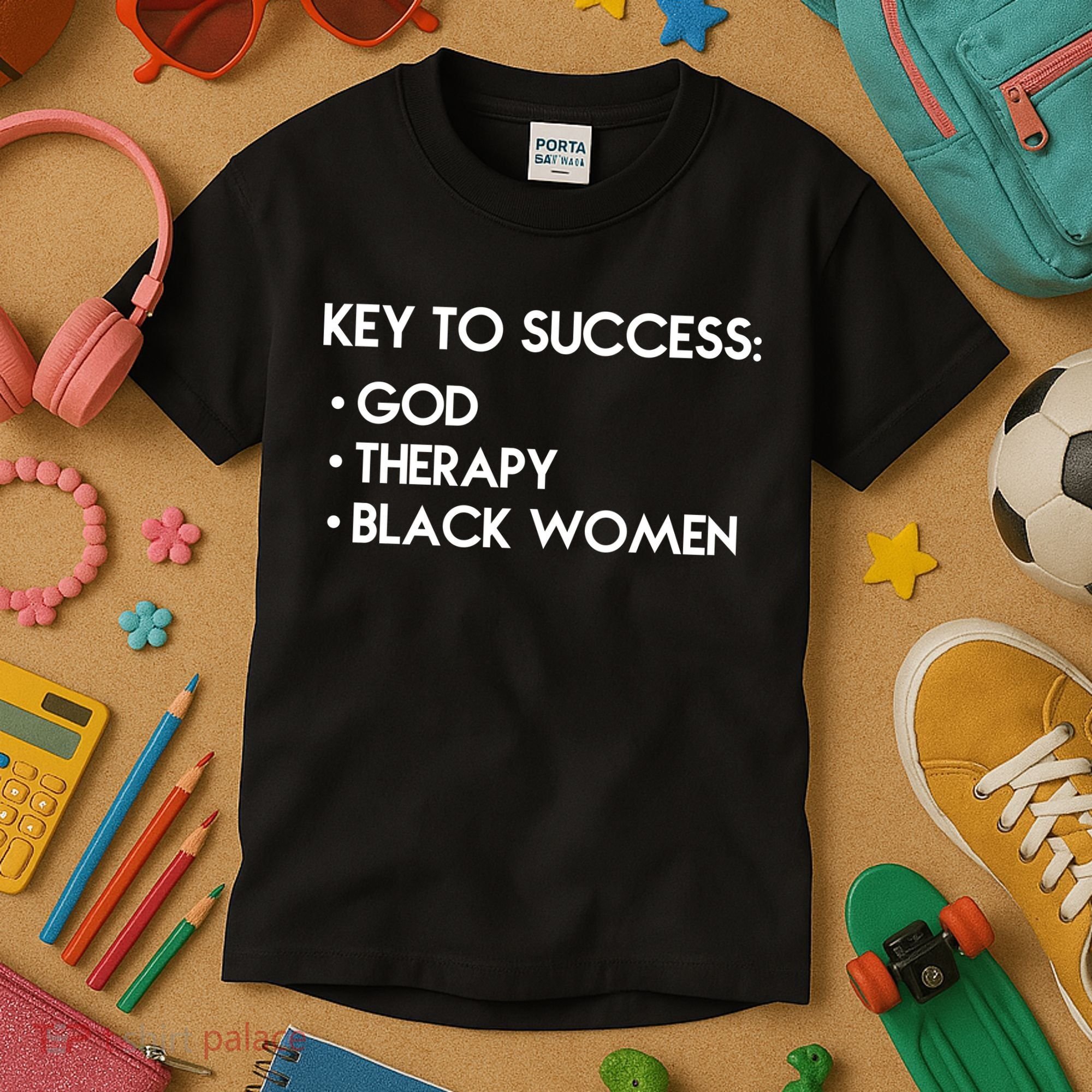 Key To Success God Therapy Black Women Kids T-Shirt