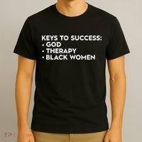 Keys To Success God Therapy Black Women T-Shirt thumb 3