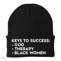 Keys To Success God Therapy Black Women Beanie thumb 0