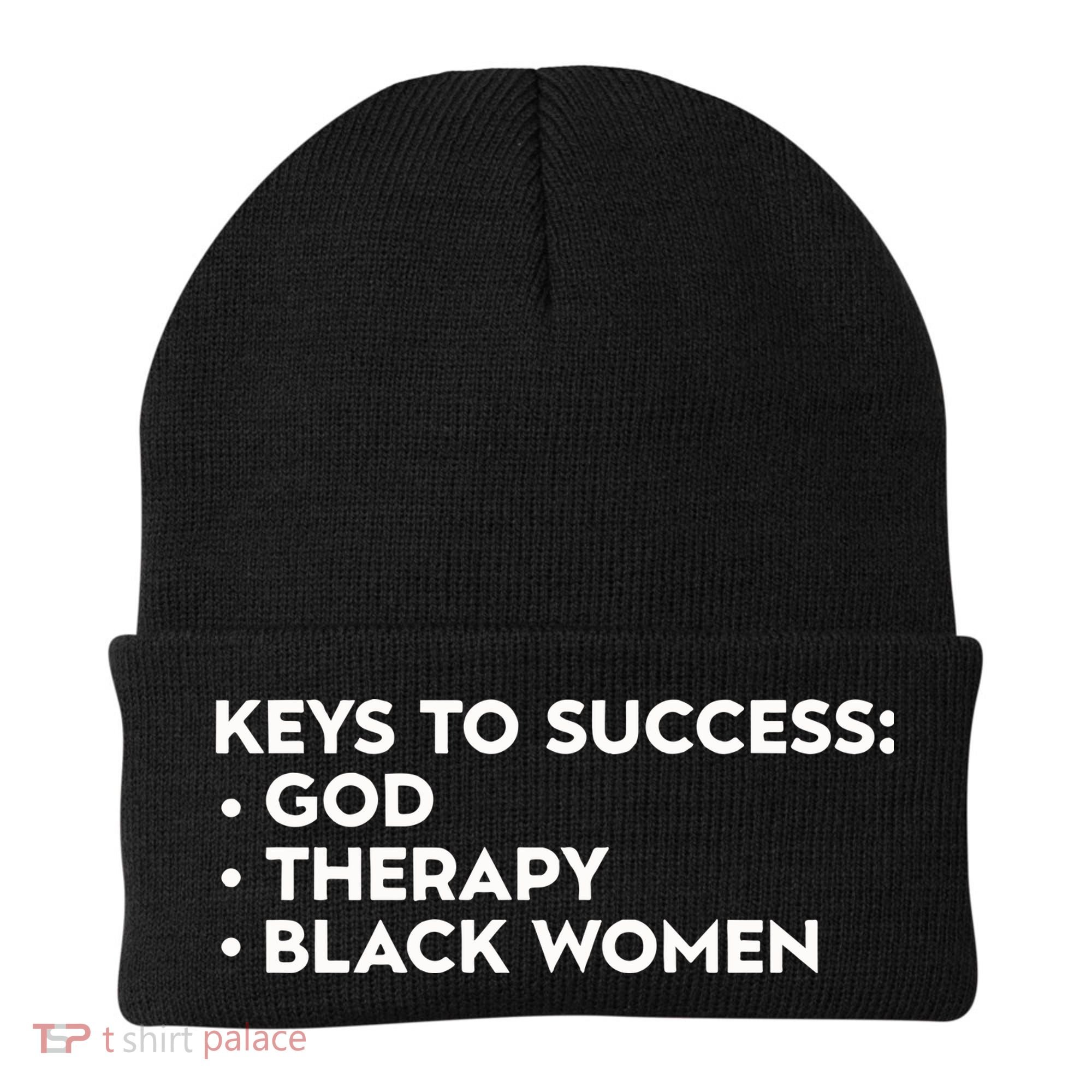 Keys To Success God Therapy Black Women Beanie