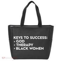 Keys To Success God Therapy Black Women Tote Bag thumb 0