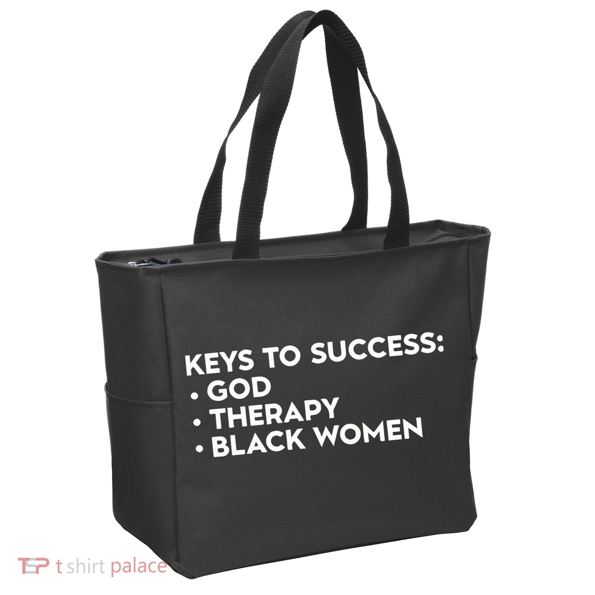 Keys To Success God Therapy Black Women Tote Bag