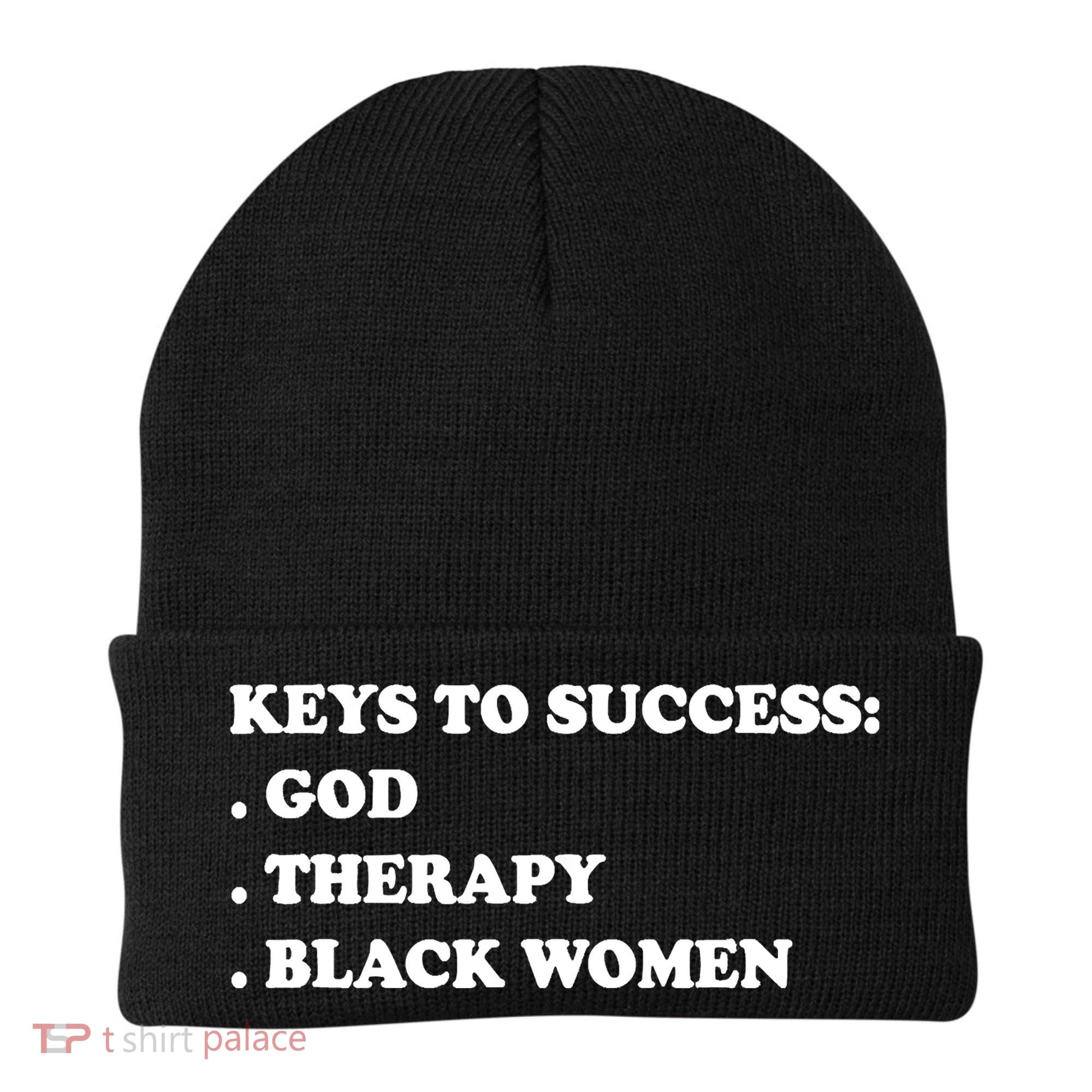 Keys To Success God Therapy Black Women Beanie