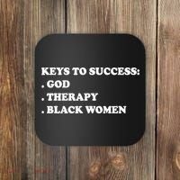 Keys To Success God Therapy Black Women Coaster thumb 0