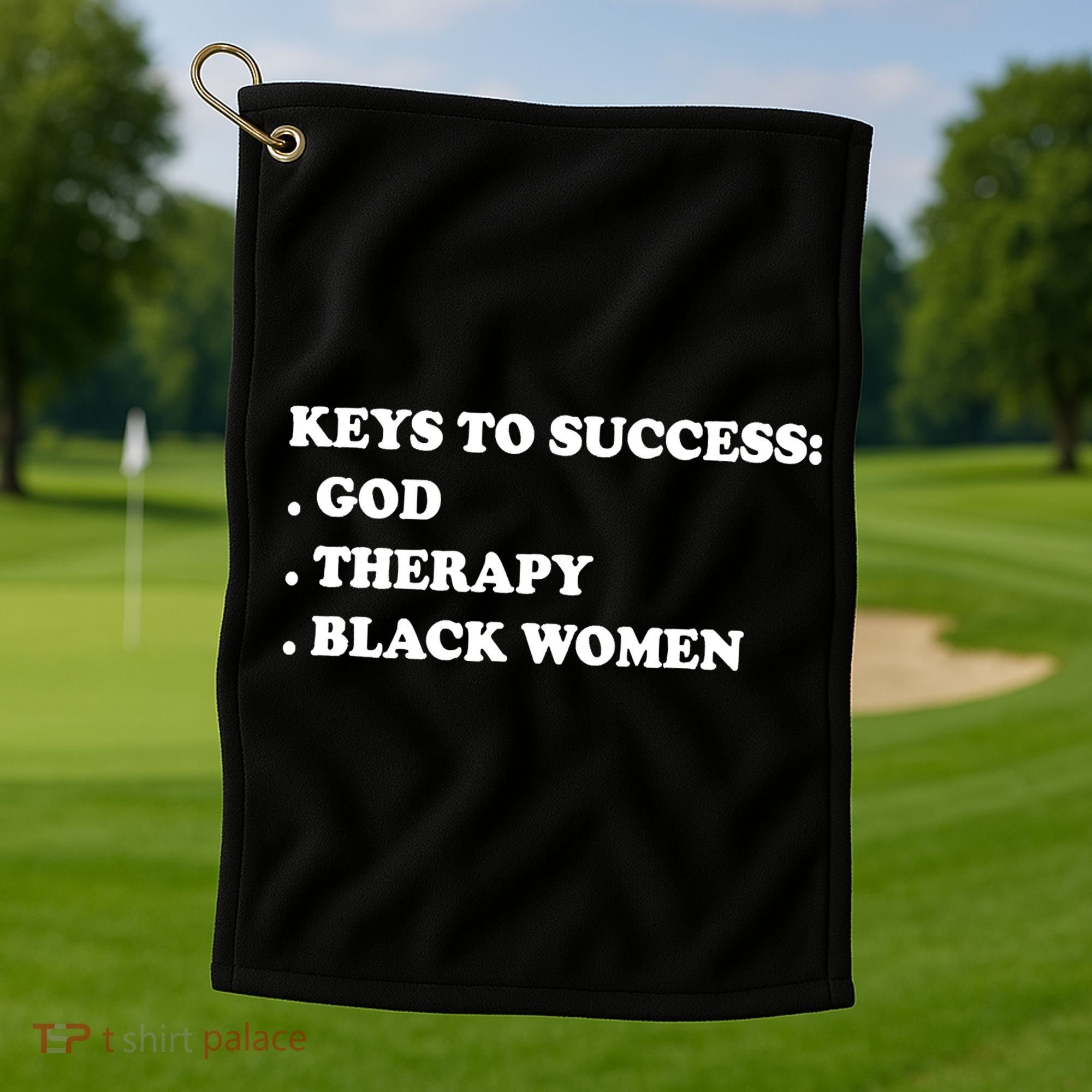 Keys To Success God Therapy Black Women Golf Towel