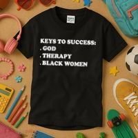 Keys To Success God Therapy Black Women Kids T-Shirt thumb 3