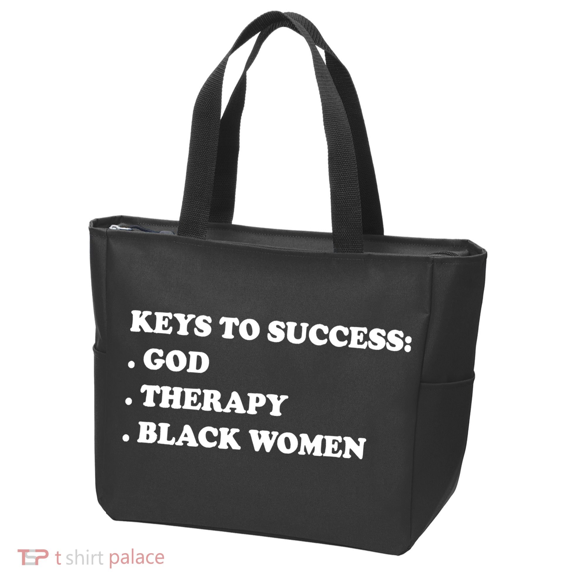 Keys To Success God Therapy Black Women Tote Bag