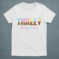 Kids Three Scoops Of Fun Ice Cream Girls 3rd Birthday Girl Outfit T-Shirt thumb 5