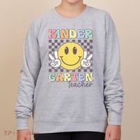 Kindergarten Teacher Team Hippie Smile Face Back To School Women's Sweatshirt thumb 0