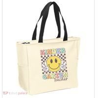 Kindergarten Teacher Team Hippie Smile Face Back To School Tote Bag thumb 2