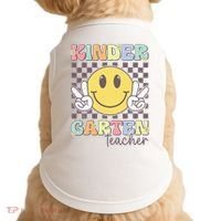 Kindergarten Teacher Team Hippie Smile Face Back To School Doggie Tank thumb 0