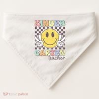 Kindergarten Teacher Team Hippie Smile Face Back To School USA-Made Doggie Bandana thumb 0
