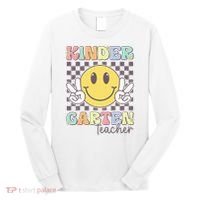 Kindergarten Teacher Team Hippie Smile Face Back To School Long Sleeve Shirt thumb 0