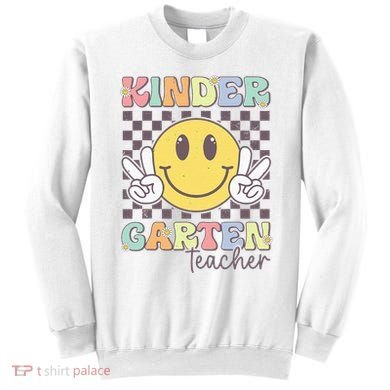 Kindergarten Teacher Team Hippie Smile Face Back To School Sweatshirt
