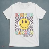 Kindergarten Teacher Team Hippie Smile Face Back To School T-Shirt thumb 5