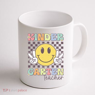 Kindergarten Teacher Team Hippie Smile Face Back To School Coffee Mug back