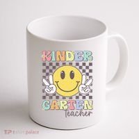 Kindergarten Teacher Team Hippie Smile Face Back To School Coffee Mug thumb 1