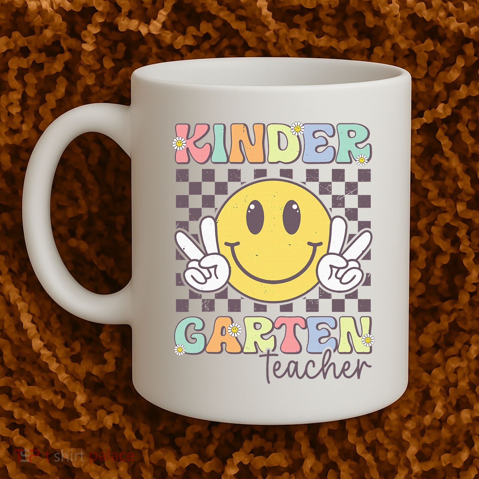 Kindergarten Teacher Team Hippie Smile Face Back To School Coffee Mug