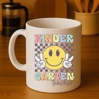 Kindergarten Teacher Team Hippie Smile Face Back To School Coffee Mug thumb 4