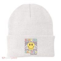 Kindergarten Teacher Team Hippie Smile Face Back To School Beanie thumb 0