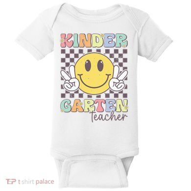 Kindergarten Teacher Team Hippie Smile Face Back To School Baby Bodysuit
