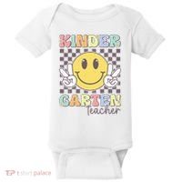 Kindergarten Teacher Team Hippie Smile Face Back To School Baby Bodysuit thumb 0