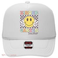 Kindergarten Teacher Team Hippie Smile Face Back To School Hat thumb 0