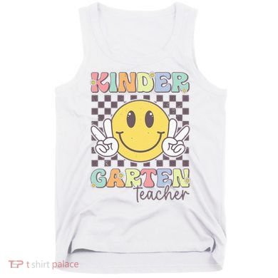 Kindergarten Teacher Team Hippie Smile Face Back To School Tank Top