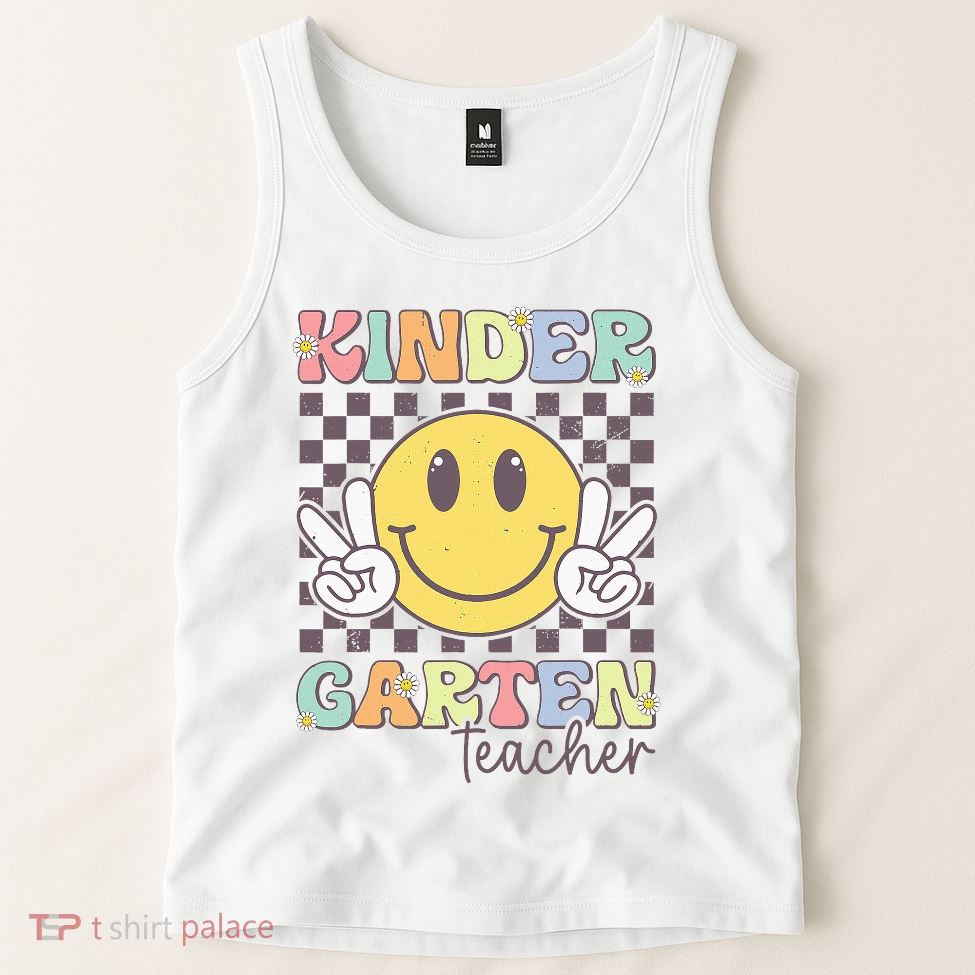 Kindergarten Teacher Team Hippie Smile Face Back To School Tank Top