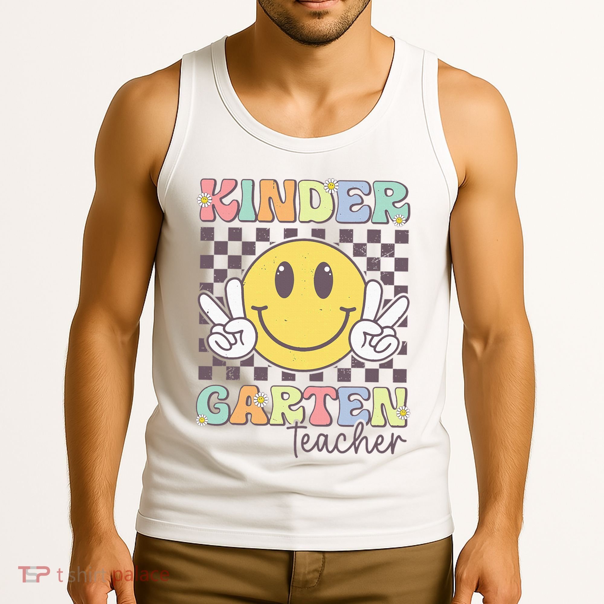 Kindergarten Teacher Team Hippie Smile Face Back To School Tank Top