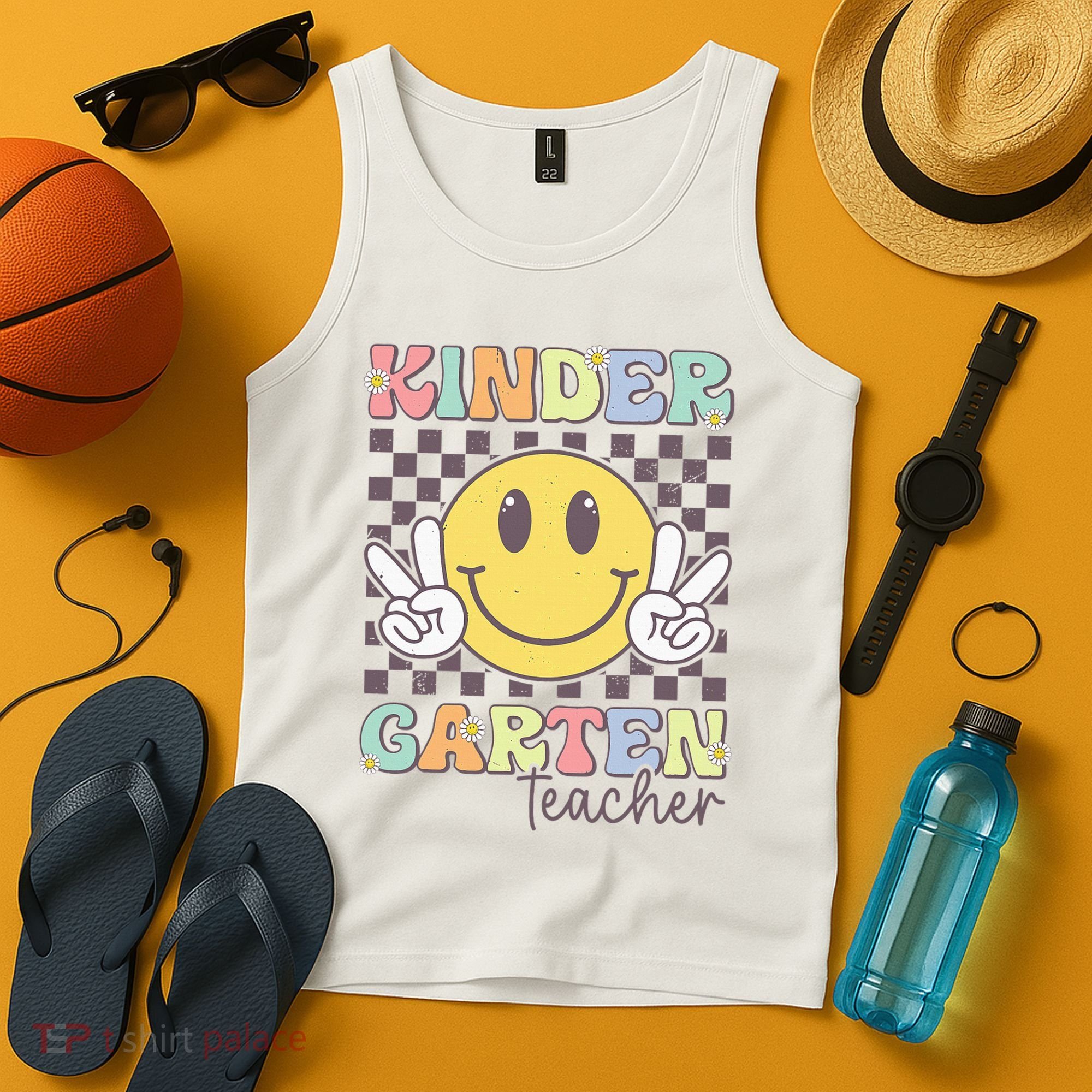 Kindergarten Teacher Team Hippie Smile Face Back To School Tank Top